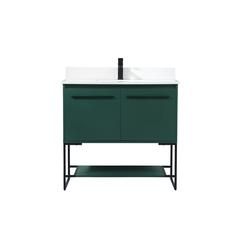 36 inch Single bathroom vanity in green with backsplash
