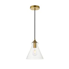 Destry 1 Light Brass Pendant With Clear Glass