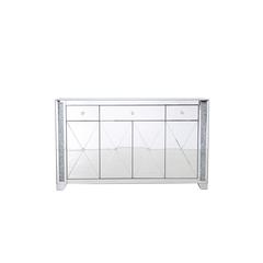 60 in silver crystal mirrored credenza