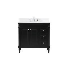 36 inch Single bathroom vanity in black with backsplash
