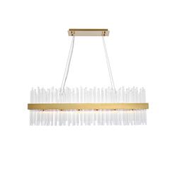 Dallas 42 inch rectangle crystal pendant in satin gold