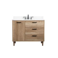42 inch Single bathroom vanity in natural oak with backsplash