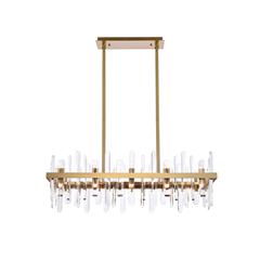 Serena 36 inch crystal rectangle chandelier in satin gold