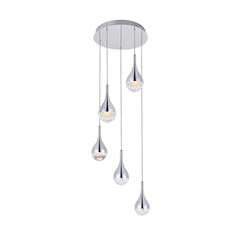 Amherst Collection LED 5-light chandelier 15in x 9in chrome finish