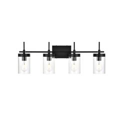 Benny 4 light Black and Clear Bath Sconce