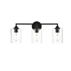 Mayson 3 light Black and Clear Bath Sconce