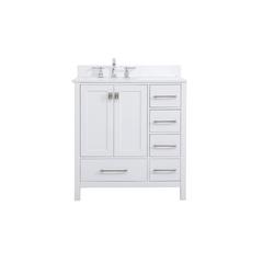 32 inch Single Bathroom Vanity in White with Backsplash