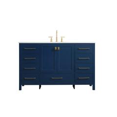 54 Inch SIngle Bathroom Vanity In Blue