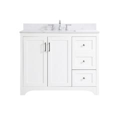 42 inch Single Bathroom Vanity in White with Backsplash