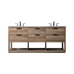 72 Inch Double Bathroom Vanity In Natural Oak