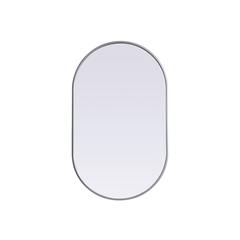 Metal Frame Oval Mirror 24x40 Inch in Silver