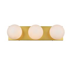 Jaylin 3 light Brass and frosted white Bath Sconce