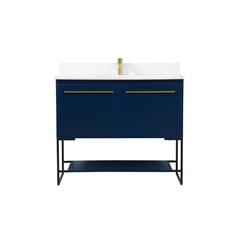 40 inch Single bathroom vanity in blue with backsplash