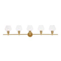 Gene 5 light Brass and Clear glass Wall sconce