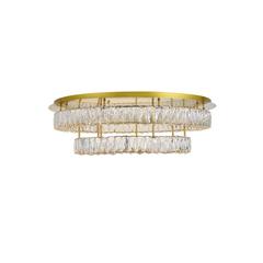 Monroe LED light Gold Flush Mount Clear Royal Cut Crystal