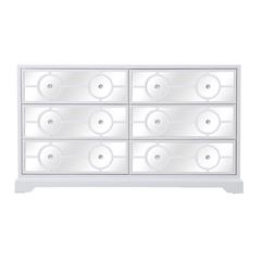 60 in. mirrored six drawer cabinet in white