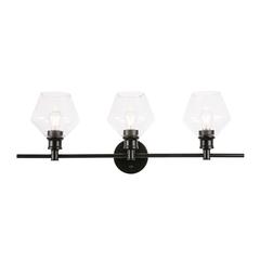 Gene 3 light Black and Clear glass Wall sconce