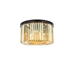 Sydney 8 light Matte Black Flush Mount Golden Teak (Smoky) Royal Cut Crystal