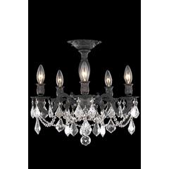 Rosalia 5 light Dark Bronze Flush Mount Clear Royal Cut Crystal