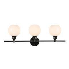 Collier 3 light Black and Frosted white glass Wall sconce