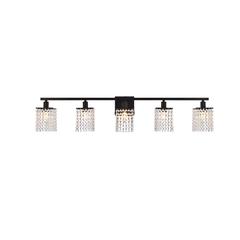 Phineas 5 lights bath sconce in black with clear crystals