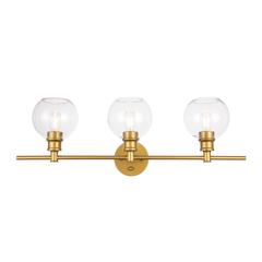 Collier 3 light Brass and Clear glass Wall sconce