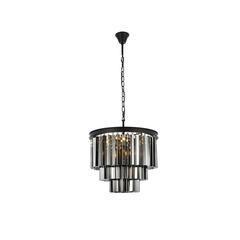 Sydney 9 light Matte Black Chandelier Silver Shade (Grey) Royal Cut Crystal