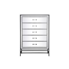 34 inch mirrored 5 drawers chest in black