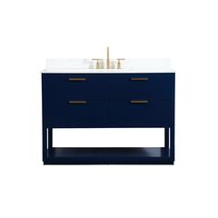 48 inch Single bathroom vanity in blue with backsplash