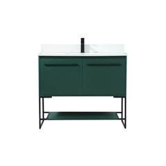 40 inch Single bathroom vanity in green with backsplash