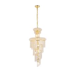 Spiral 10 light Gold Pendant Clear Royal Cut Crystal