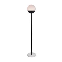 Eclipse 1 Light Black Floor Lamp With Frosted White Glass