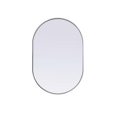 Metal Frame Oval Mirror 27x40 Inch in Silver