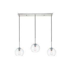 Baxter 3 Lights Chrome Pendant With Clear Glass