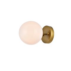 Mimi six inch dual flush mount and bath sconce in brass with frosted glass