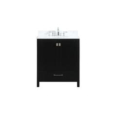 30 inch Single bathroom vanity in black with backsplash