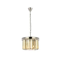Sydney 3 light polished nickel Pendant Golden Teak (Smoky) Royal Cut Crystal