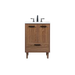 24 inch Single bathroom vanity in walnut brown