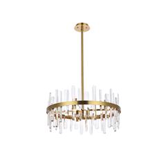 Serena 25 inch crystal round pendant in satin gold