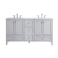 60 inch Double Bathroom Vanity in Grey
