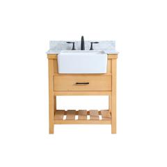 30 inch Single bathroom vanity in natural wood with backsplash