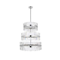Serephina 36 inch 3 tiers crystal round chandelier light in chrome