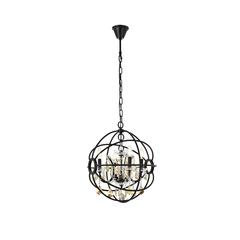 Geneva 4 light Dark Bronze Pendant Golden Teak (Smoky) Royal Cut crystal
