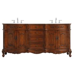 72 inch Double Bathroom vanity in Teak with ivory white engineered marble