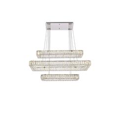 Monroe 42 inch LED triple rectangle pendant in chrome
