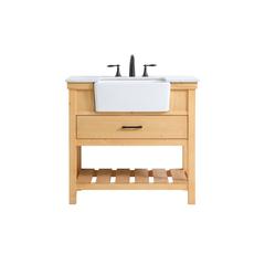 36 inch Single bathroom vanity in natural wood