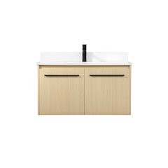 36 Inch Single Bathroom Vanity In Maple With Backsplash
