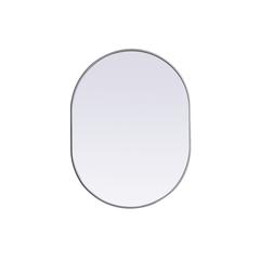 Metal Frame Oval Mirror 30x40 Inch in Silver