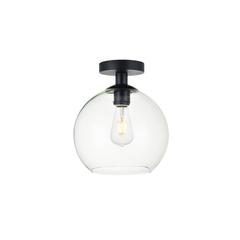 Baxter 1 Light Black Flush Mount With Clear Glass