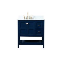 32 inch Single bathroom vanity in blue with backsplash
